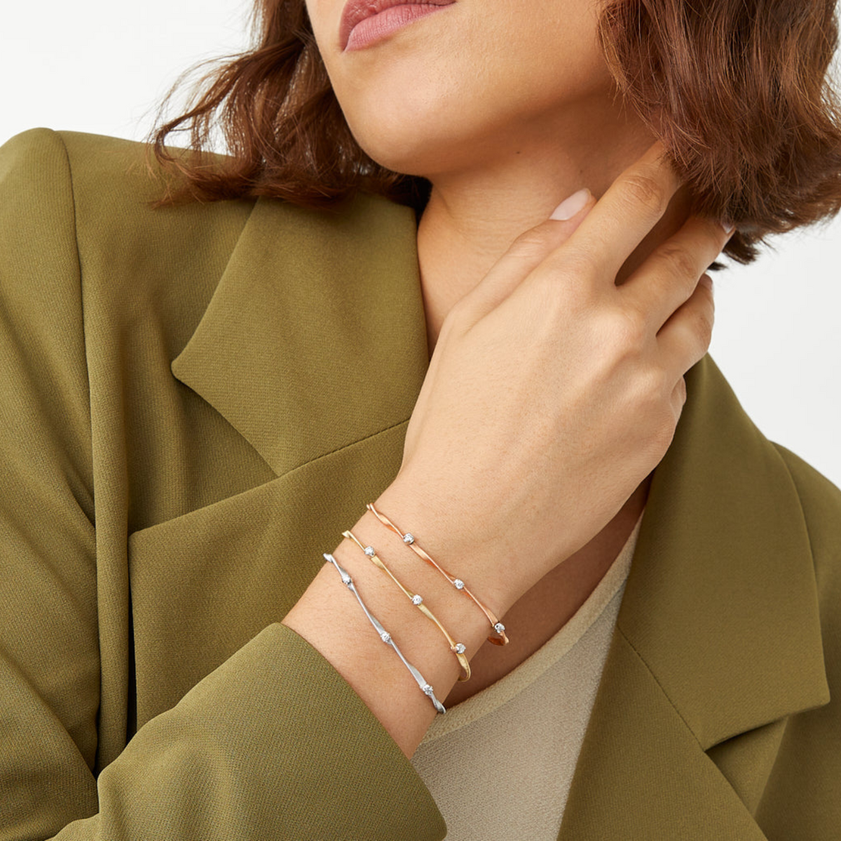 Marco Bicego Jewelry - Marrakech 18K White Gold Diamond Stackable Bangle Bracelet | Manfredi Jewels