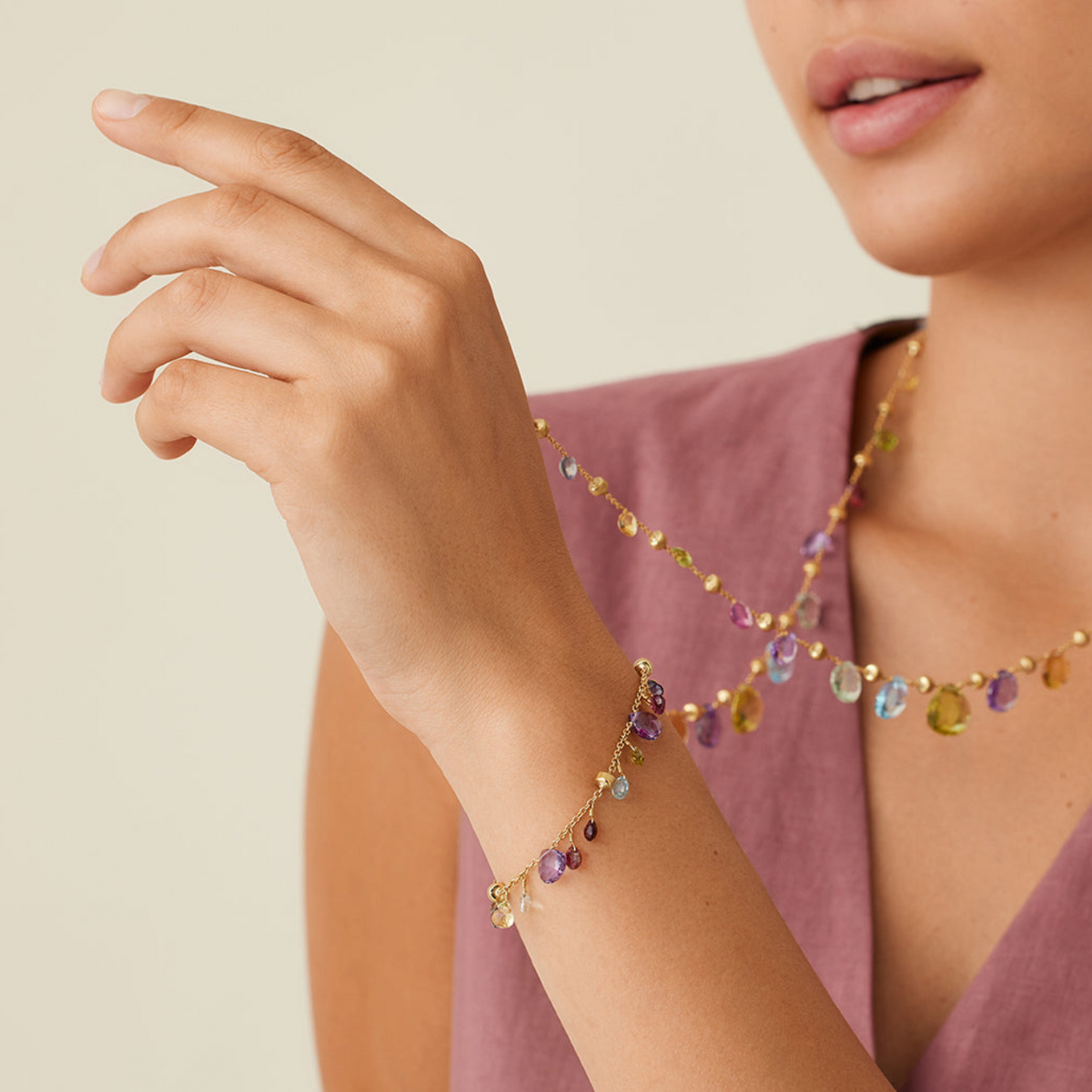 Marco Bicego Jewelry - Paradise 18K Yellow Gold Amethyst & Mixed Gemstone Bracelet | Manfredi Jewels