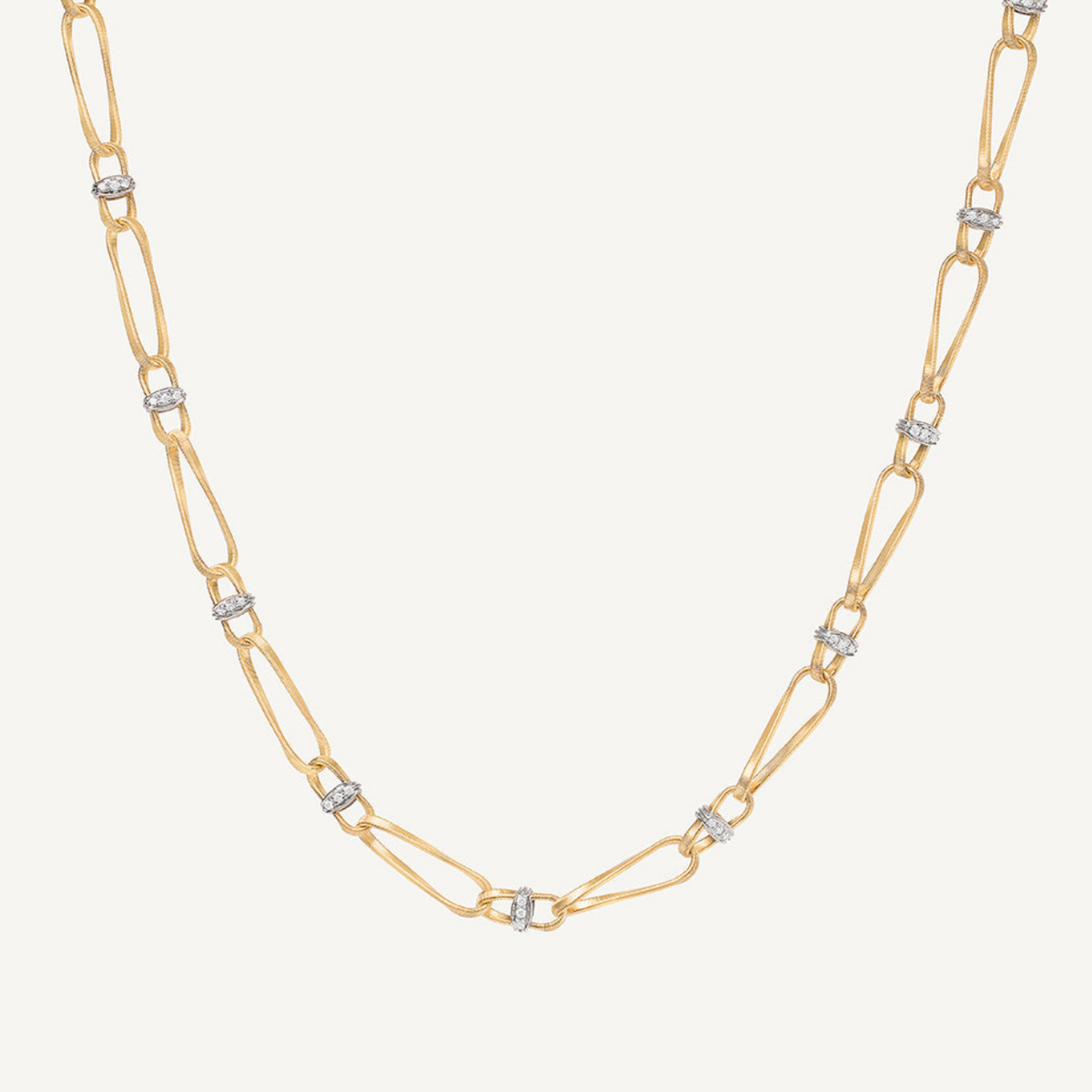 Marco Bicego Jewelry - Marrakech 18K Yellow Gold Twisted Coil Link Diamonds Necklace | Manfredi Jewels