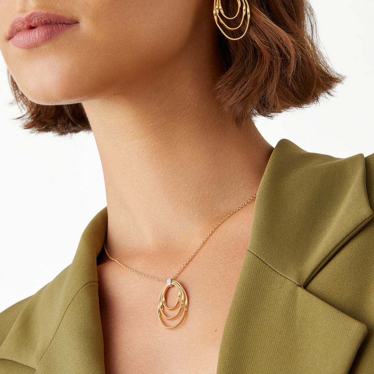 Marco Bicego Jewelry - Marrakech Onde 18K Yellow Gold & Diamond Concentric Small Pendant Necklace | Manfredi Jewels