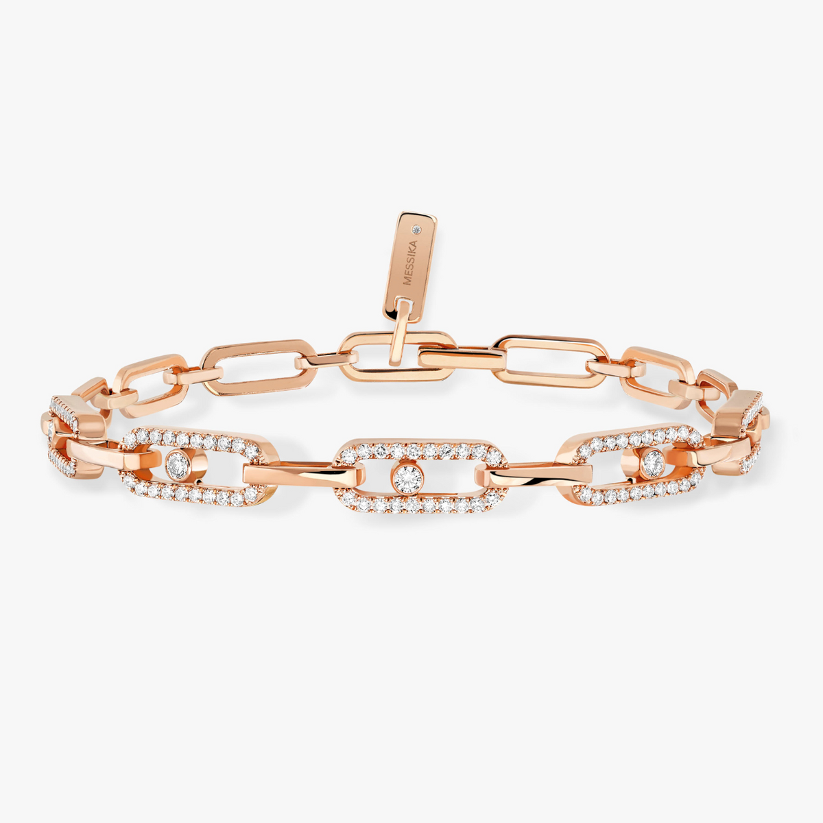 Messika Jewelry - Move Link 18K Rose Gold Multi Diamond Pavé Bracelet | Manfredi Jewels