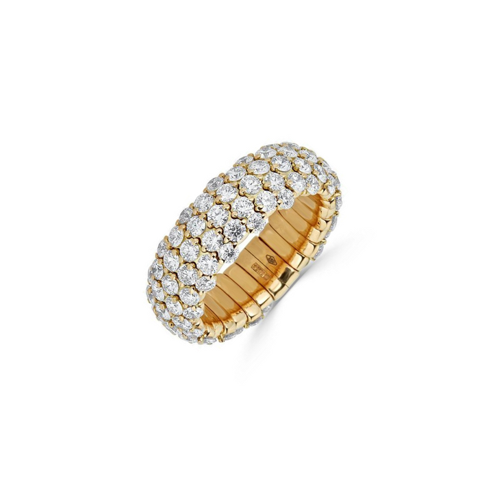 Zydo Italy Jewelry - Diamond Domed 18K Yellow Gold Stretch Small Ring | Manfredi Jewels
