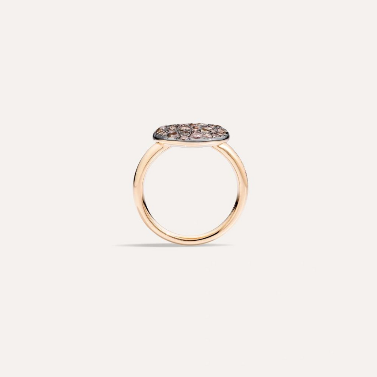 Pomellato Jewelry - Sabbia 18K Rose Gold Brown Diamond Pavé Ring | Manfredi Jewels