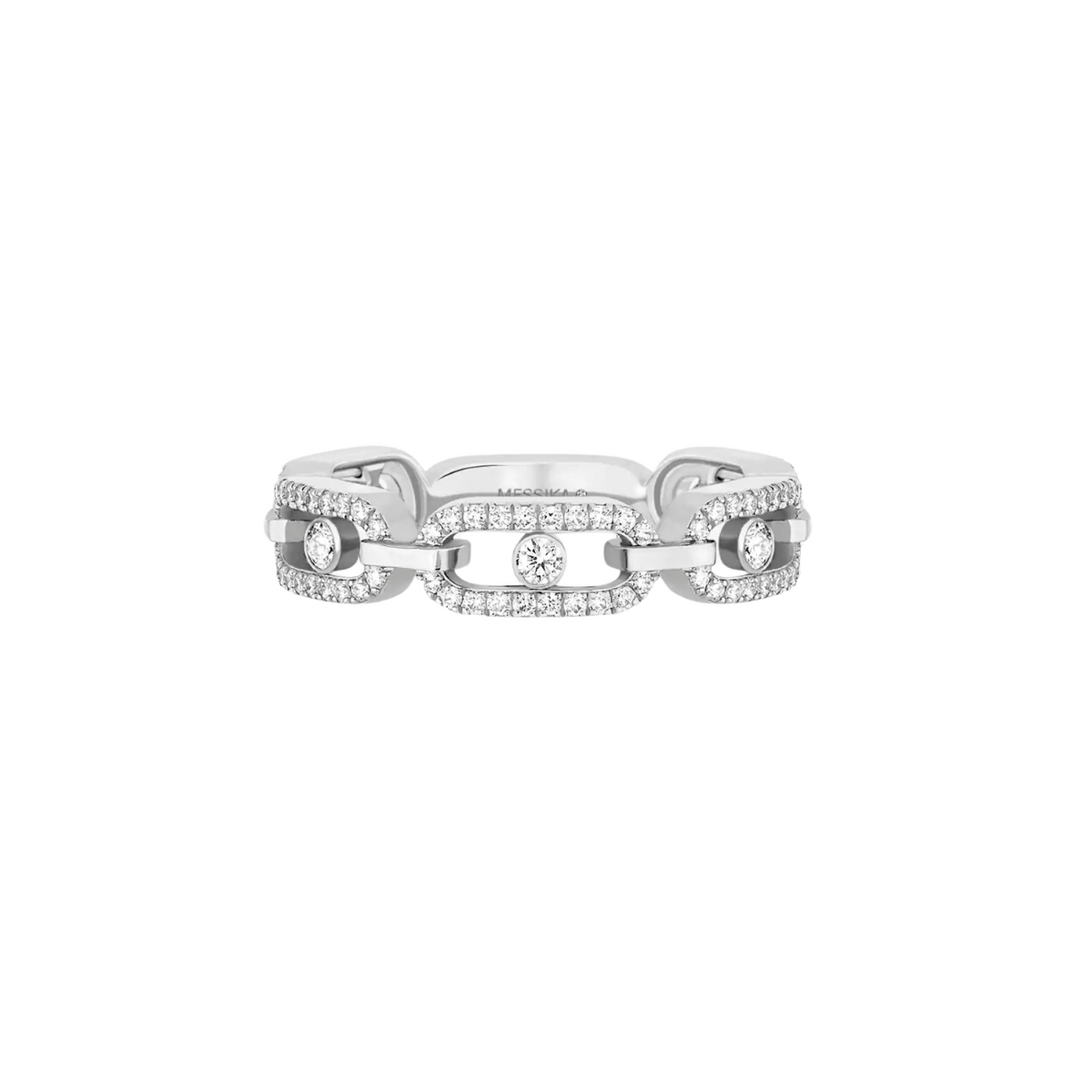 Messika Jewelry - Move Link 18K White Gold Multi Diamond Pavé Ring | Manfredi Jewels