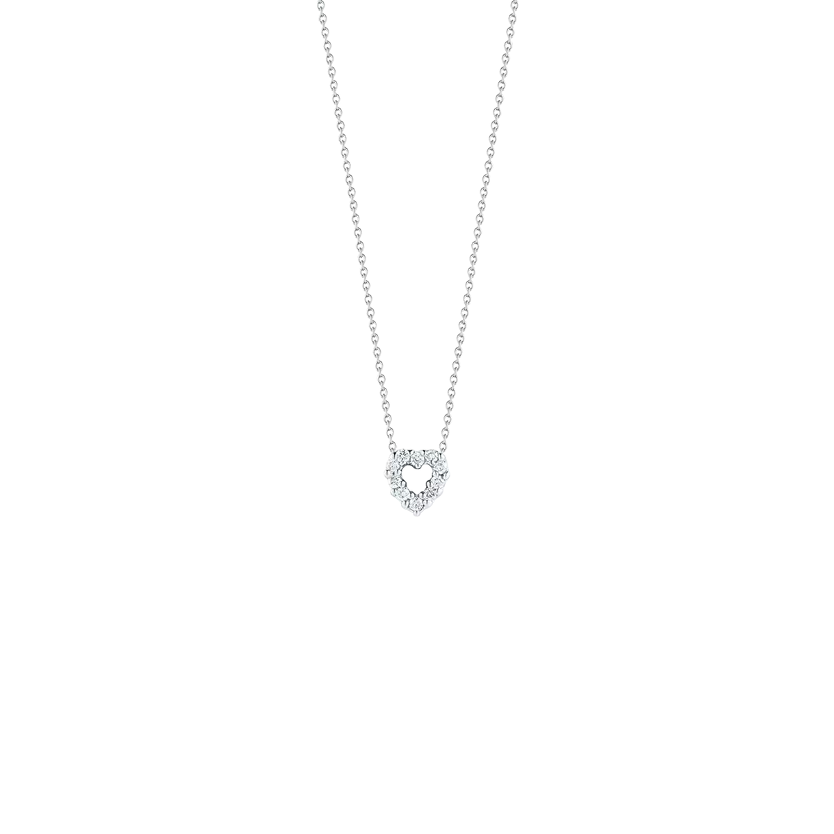 Roberto Coin Jewelry - Tiny Treasures 18K White Gold Pink Sapphire & Diamond Reversible Heart Necklace | Manfredi Jewels