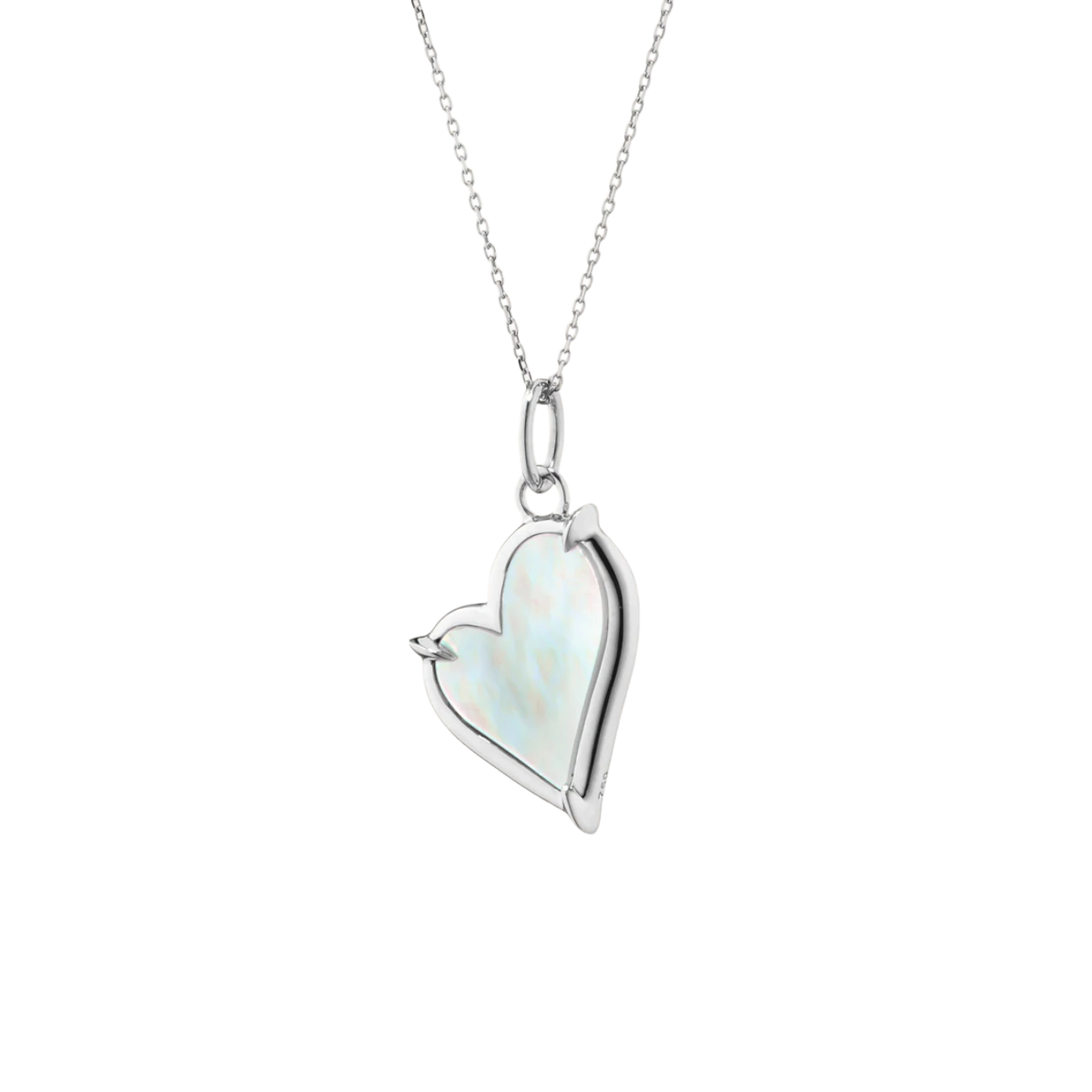 Monica Rich Kosann Jewelry - Mother of Pearl Classic Heart Sterling Silver Necklace | Manfredi Jewels