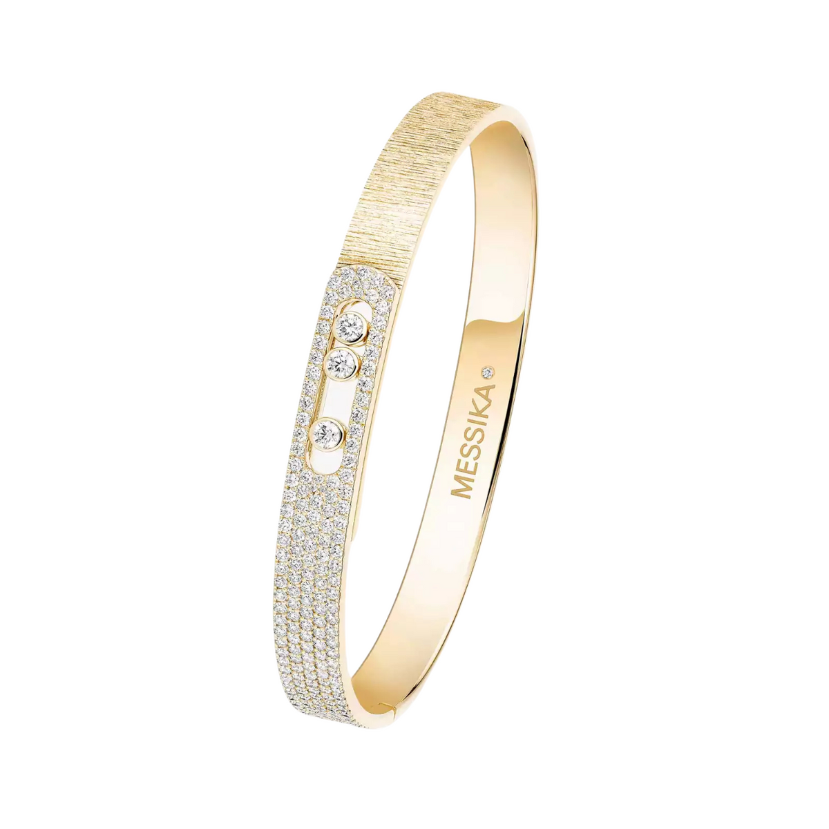 Messika Jewelry - 18K Yellow Gold & Diamond Move Noa Ciselé Semi-Pavé Bangle | Manfredi Jewels
