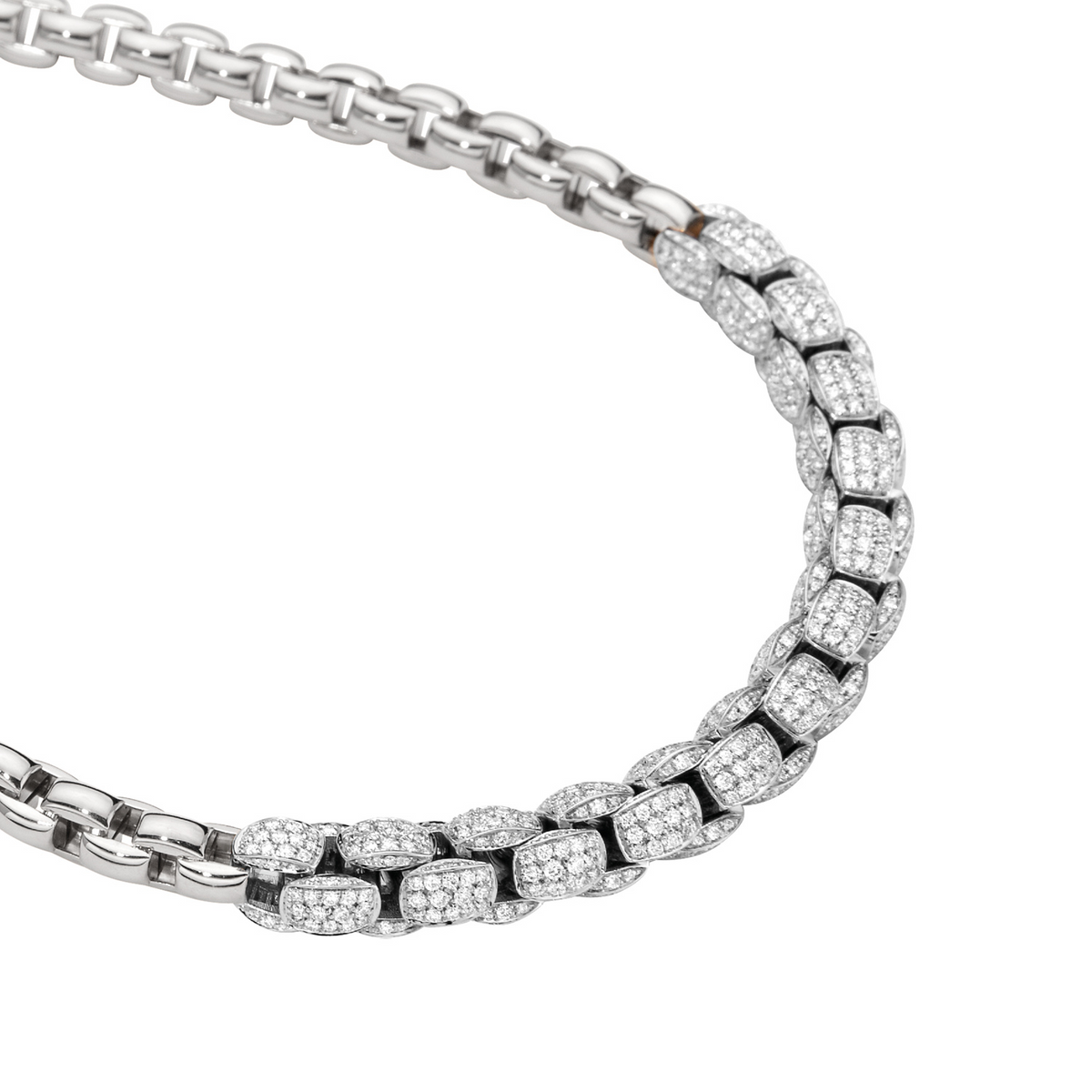 Fope Jewelry - Eka 18K White Gold Diamond Mialuce Long Chain Necklace | Manfredi Jewels