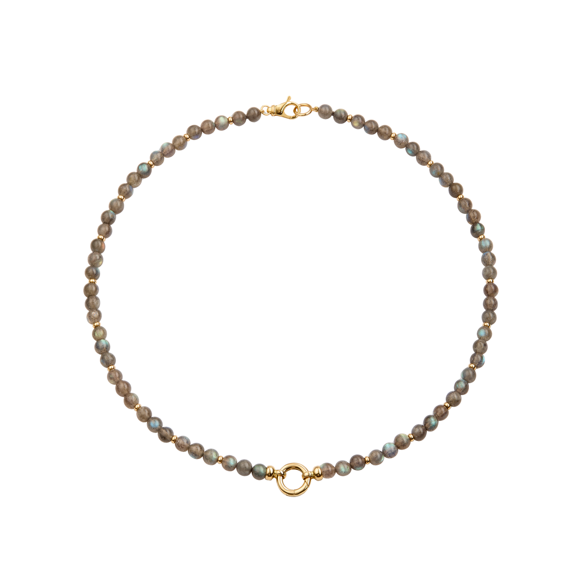 18K Yellow Gold & Labradorite Beaded Necklace