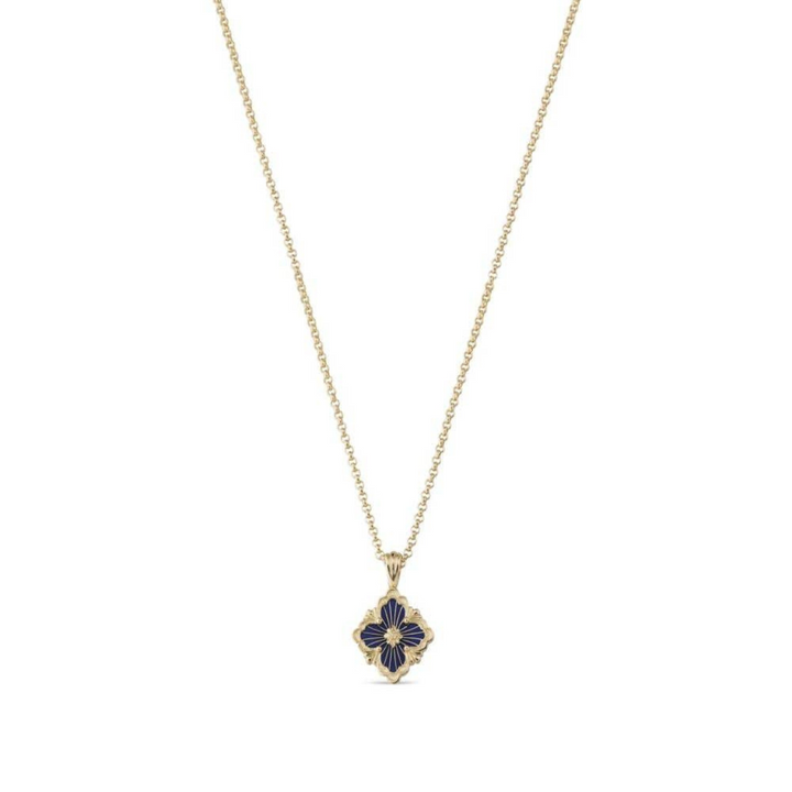 Buccellati Jewelry - Opera 18K Yellow Gold Tulle Blue Enamel Pendant Necklace | Manfredi Jewels