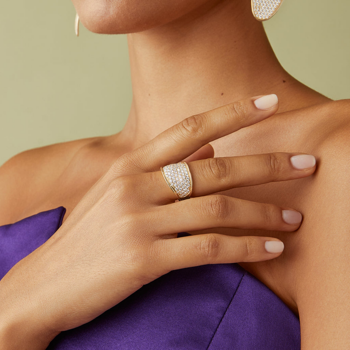 Marco Bicego Jewelry - Lunaria 18K Yellow Gold Diamond Pavé Small Ring | Manfredi Jewels