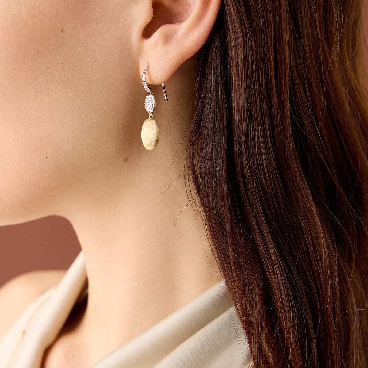 Marco Bicego Jewelry - 18K Yellow Gold Siviglia Hook Earrings with Diamond Accent | Manfredi Jewels