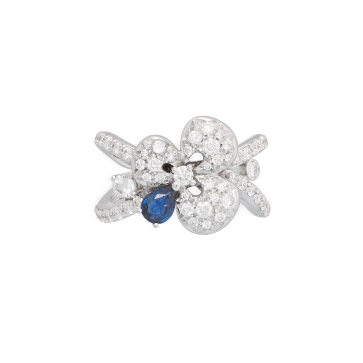 Miseno Jewelry - Ischia 18K White Gold Sapphire & Diamond Flower Ring | Manfredi Jewels