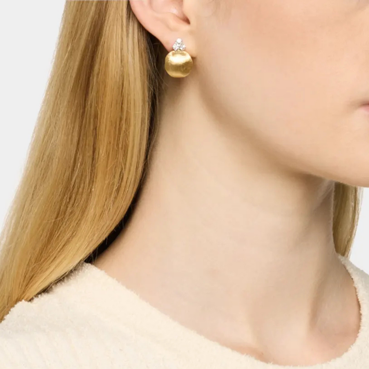 Marco Bicego - 18K Yellow Gold Stud Earrings with Diamonds | Manfredi Jewels