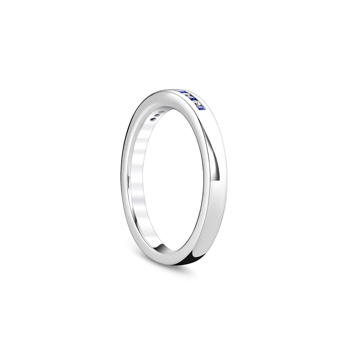 18K White Gold Diamond & Sapphire Alternating Channel Set Band