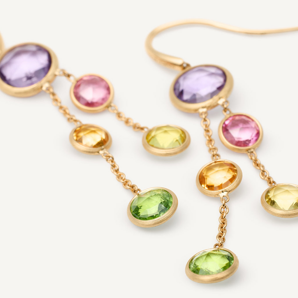 Marco Bicego Jewelry - Jaipur Color 18K Yellow Gold Mixed Gemstone Two Strand Earrings | Manfredi Jewels