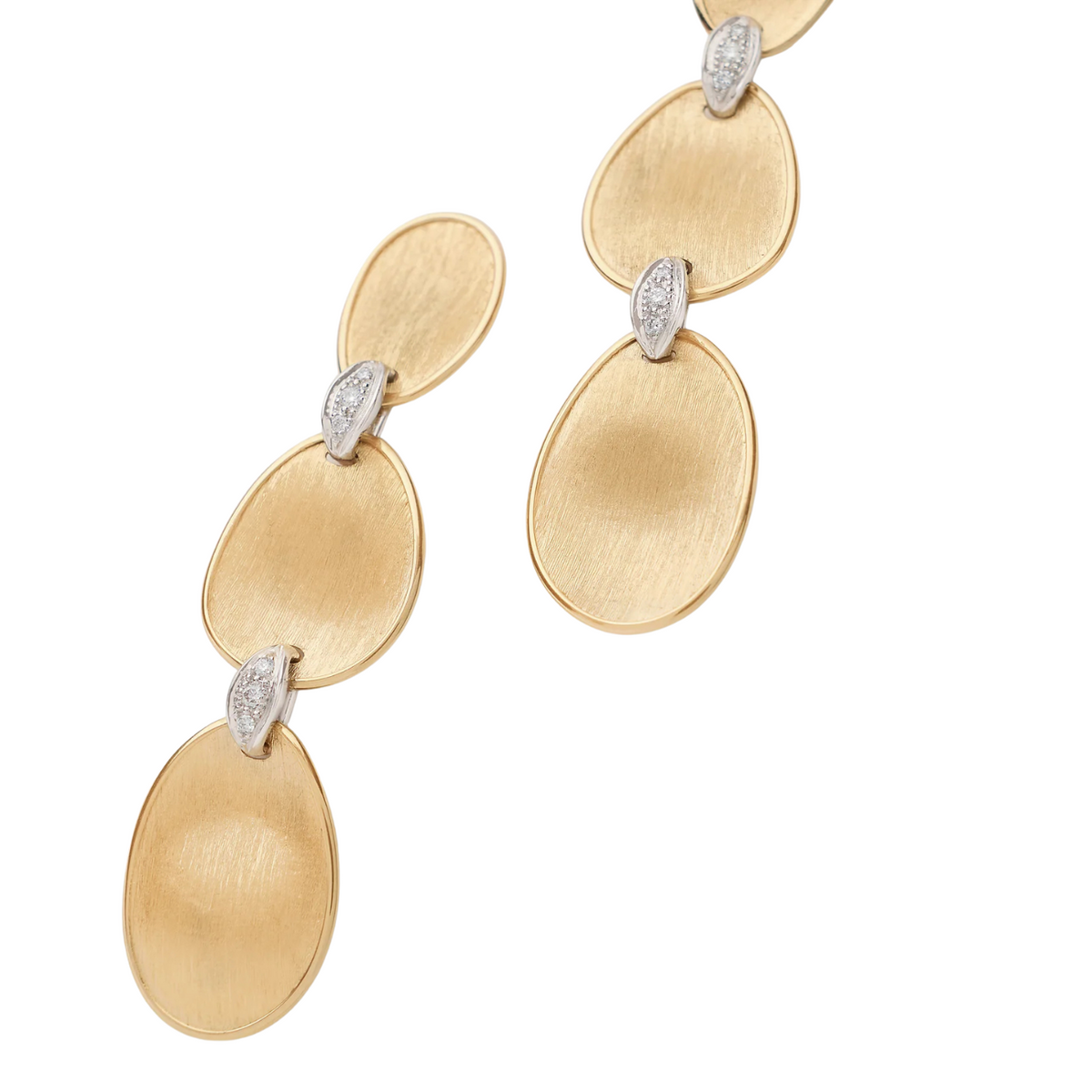 Marco Bicego Jewelry - Lunaria 18K Yellow Gold Three-Drop Earrings With Diamond Accents | Manfredi Jewels
