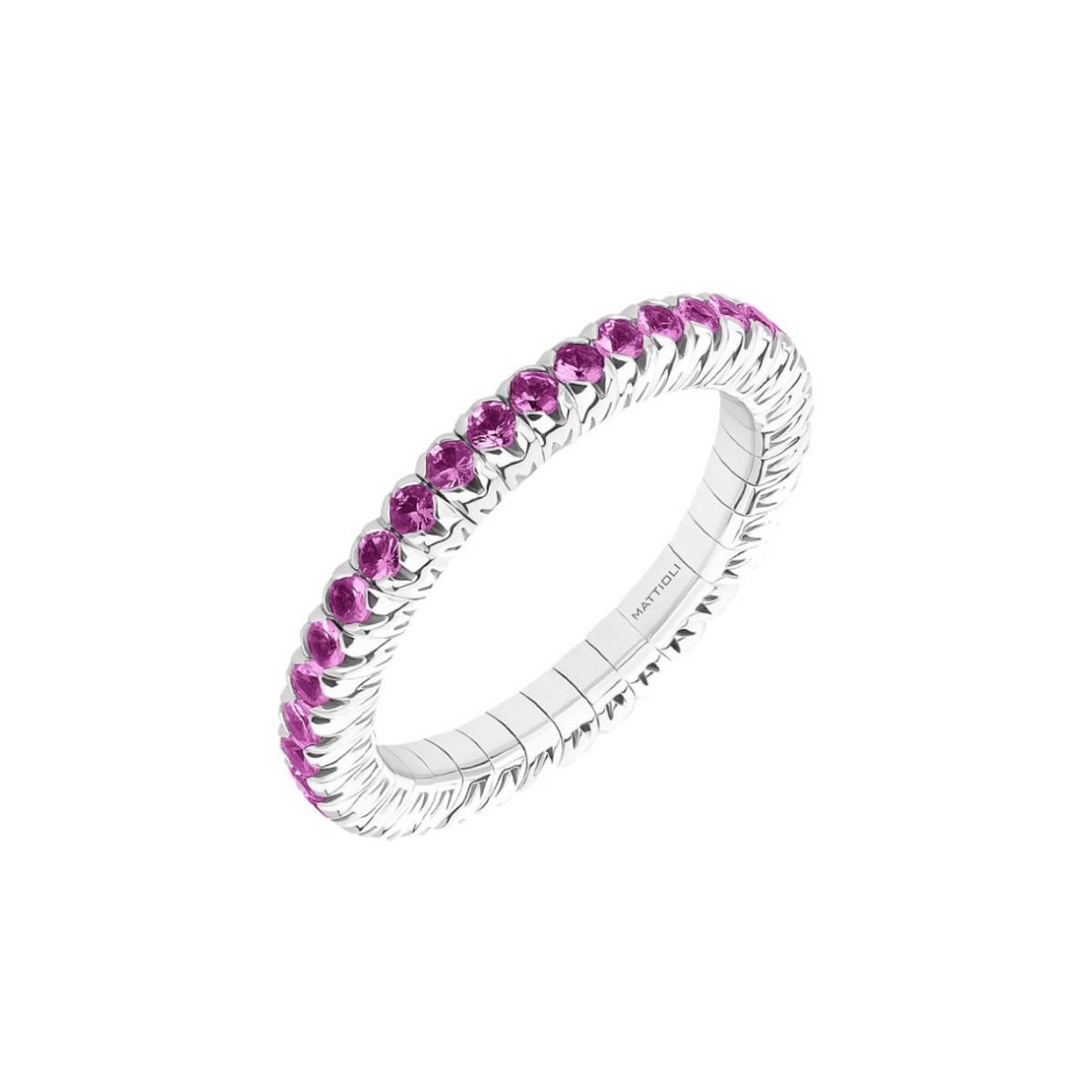 Mattioli Jewelry - Xband 18K White Gold Pink Sapphire Stretch Ring | Manfredi Jewels