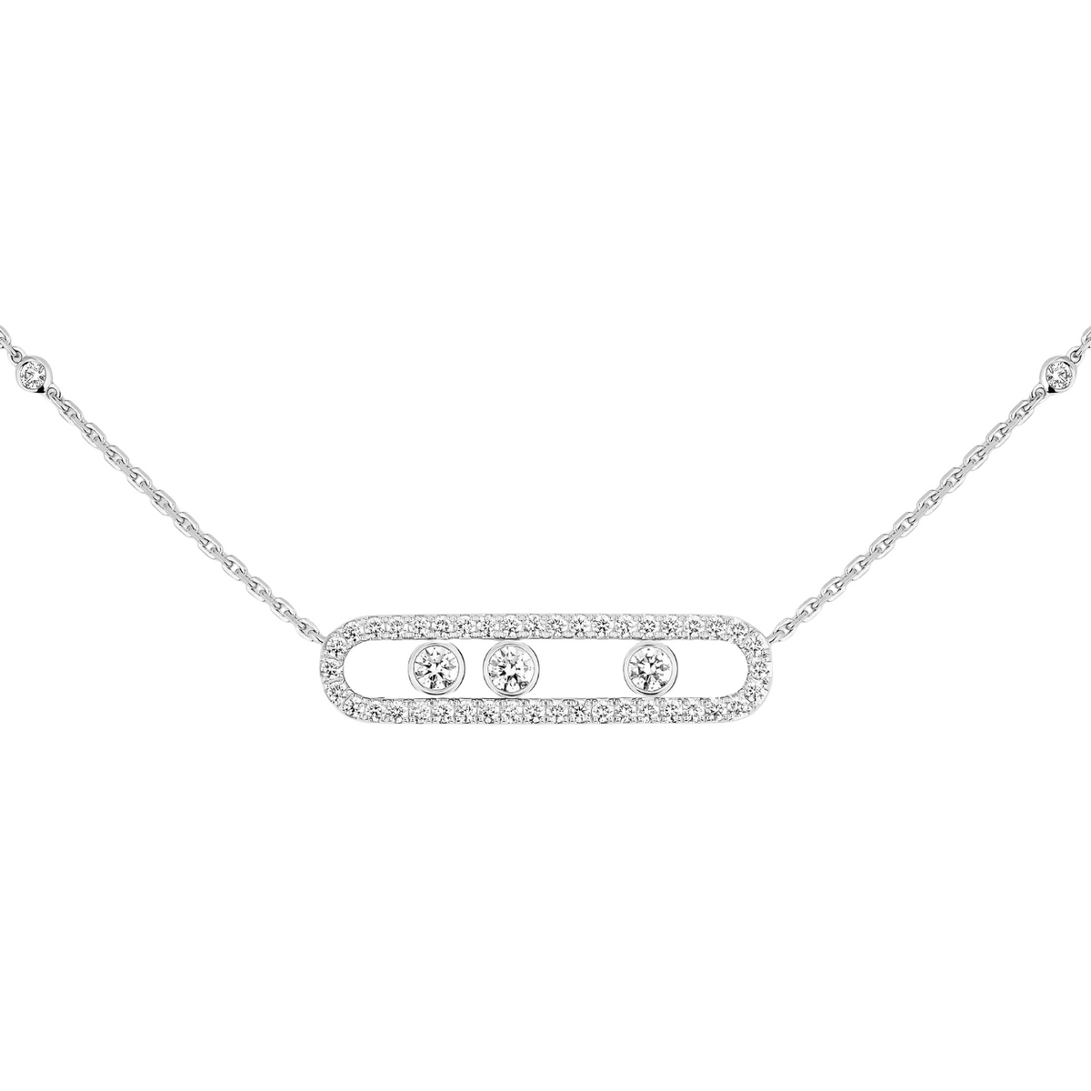 Messika Jewelry - 18K White Gold Move Pavé Diamond Necklace | Manfredi Jewels