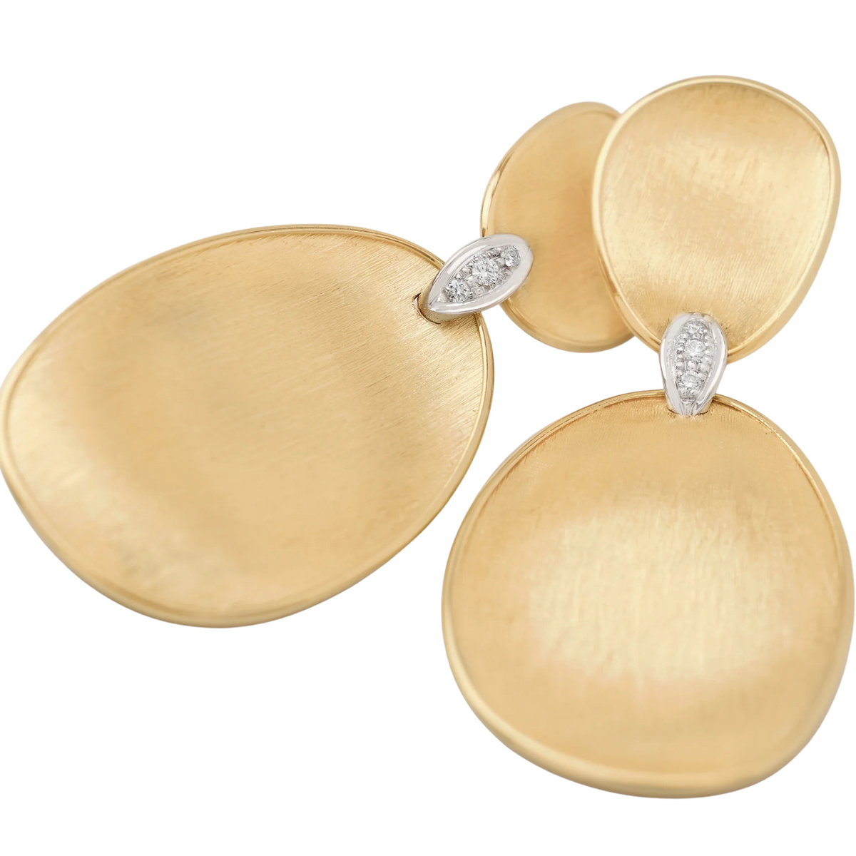 Marco Bicego Jewelry - Lunaria 18K Yellow Gold Two-Drop Earrings With Diamond Accents | Manfredi Jewels