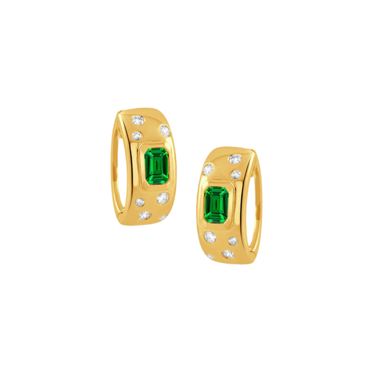 Doves Jewelry - 18K Yellow Gold Diamond & Tsavorite Pouf Earrings | Manfredi Jewels
