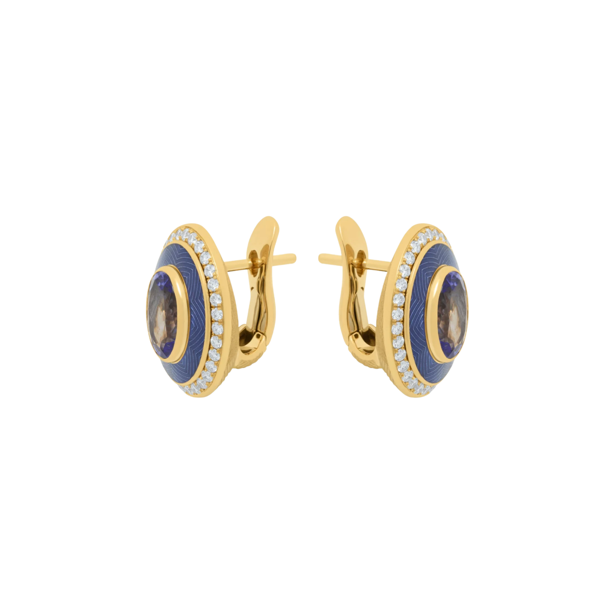 18K Yellow Gold, Diamond, & Tanzanite Earrings