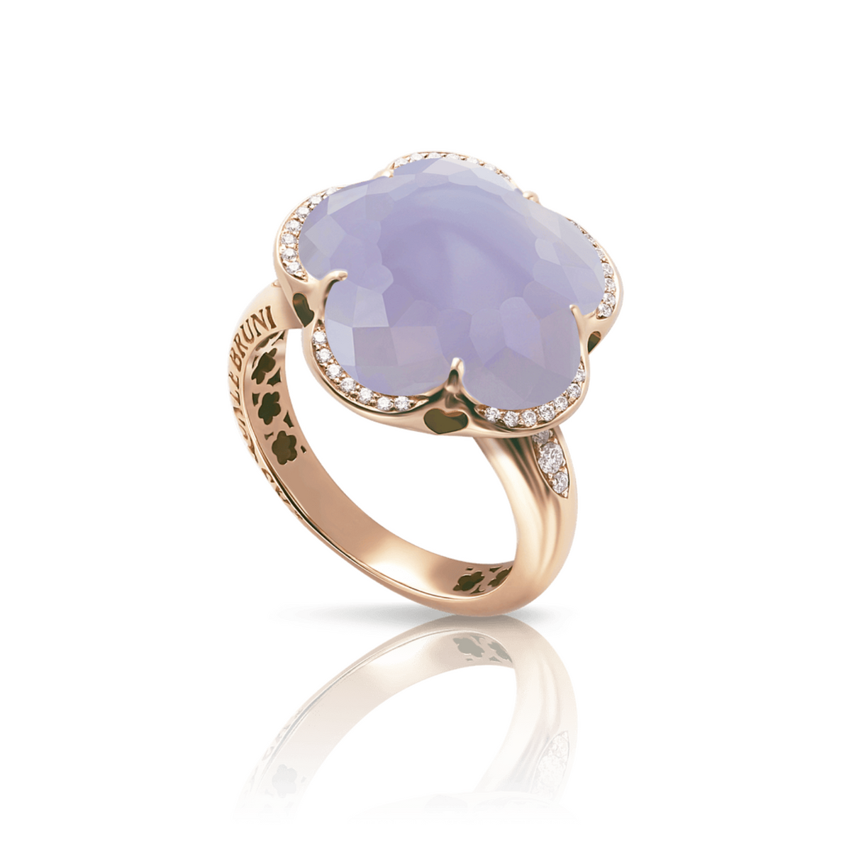 Pasquale Bruni Jewelry - Bon Ton 18k Rose Gold Blue Chalcedony & Diamond Flower Ring | Manfredi Jewels