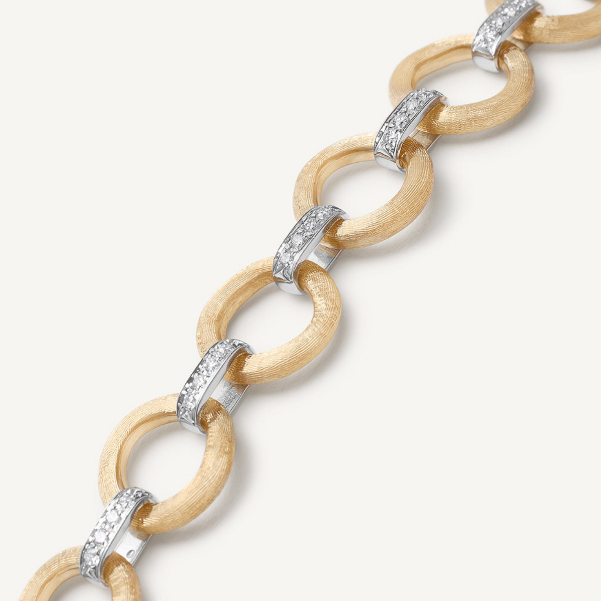 Marco Bicego Jewelry - Jaipur Link 18K Yellow & White Gold Flat-Link Diamond Necklace | Manfredi Jewels