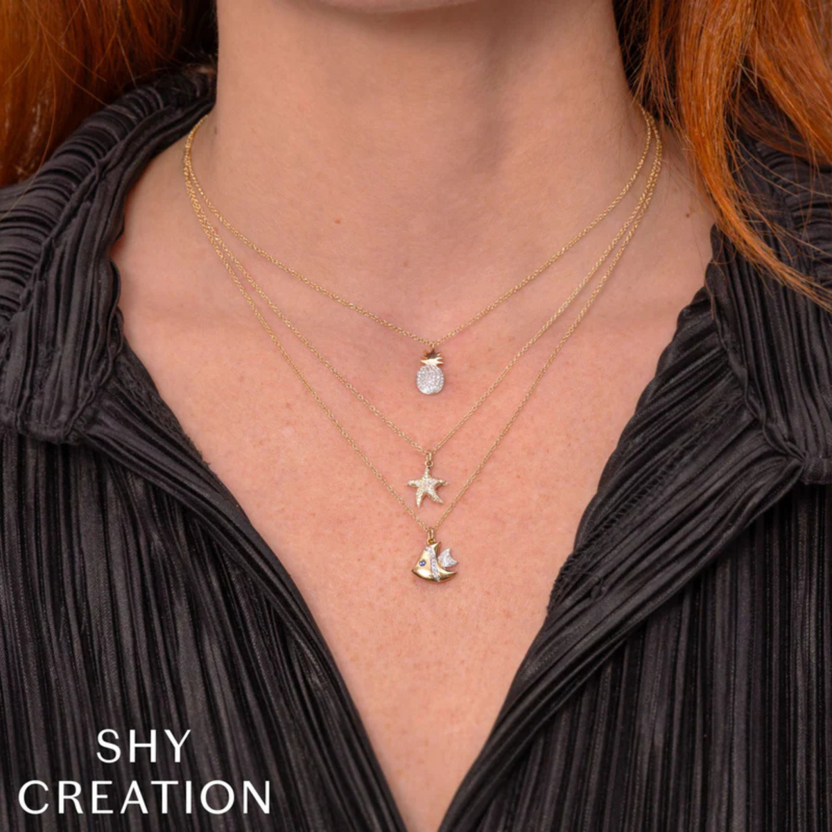 Kate 14K Yellow Gold 0.15ct Diamond Pave Starfish Necklace
