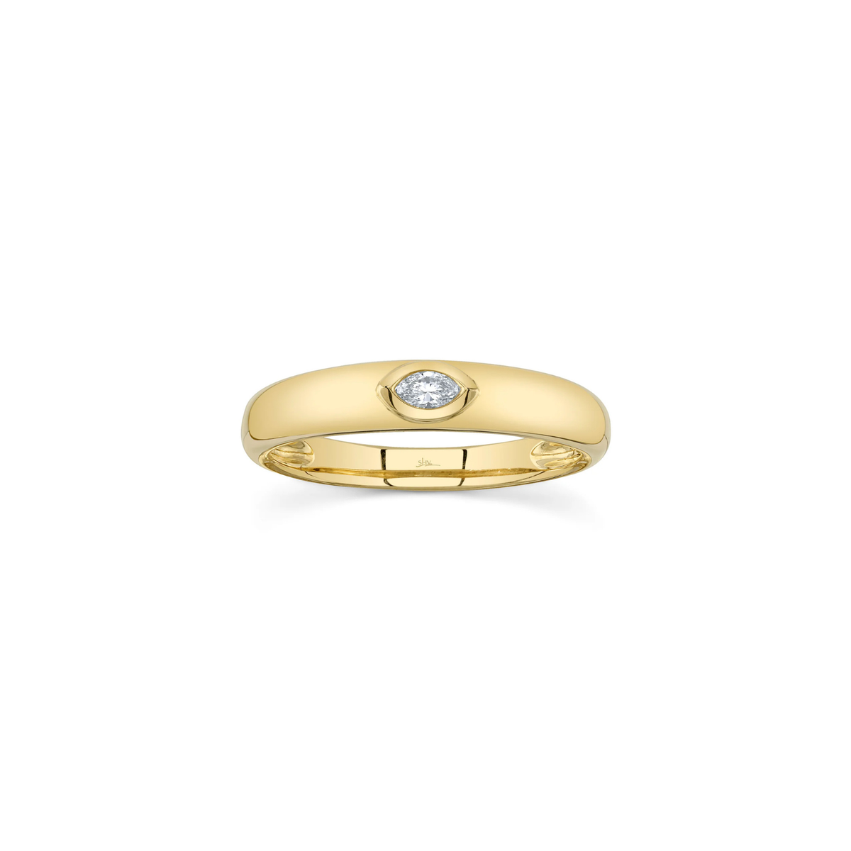 Bailey 14K Yellow Gold Marquise Diamond Bezel Set Ring (0.08ctw)
