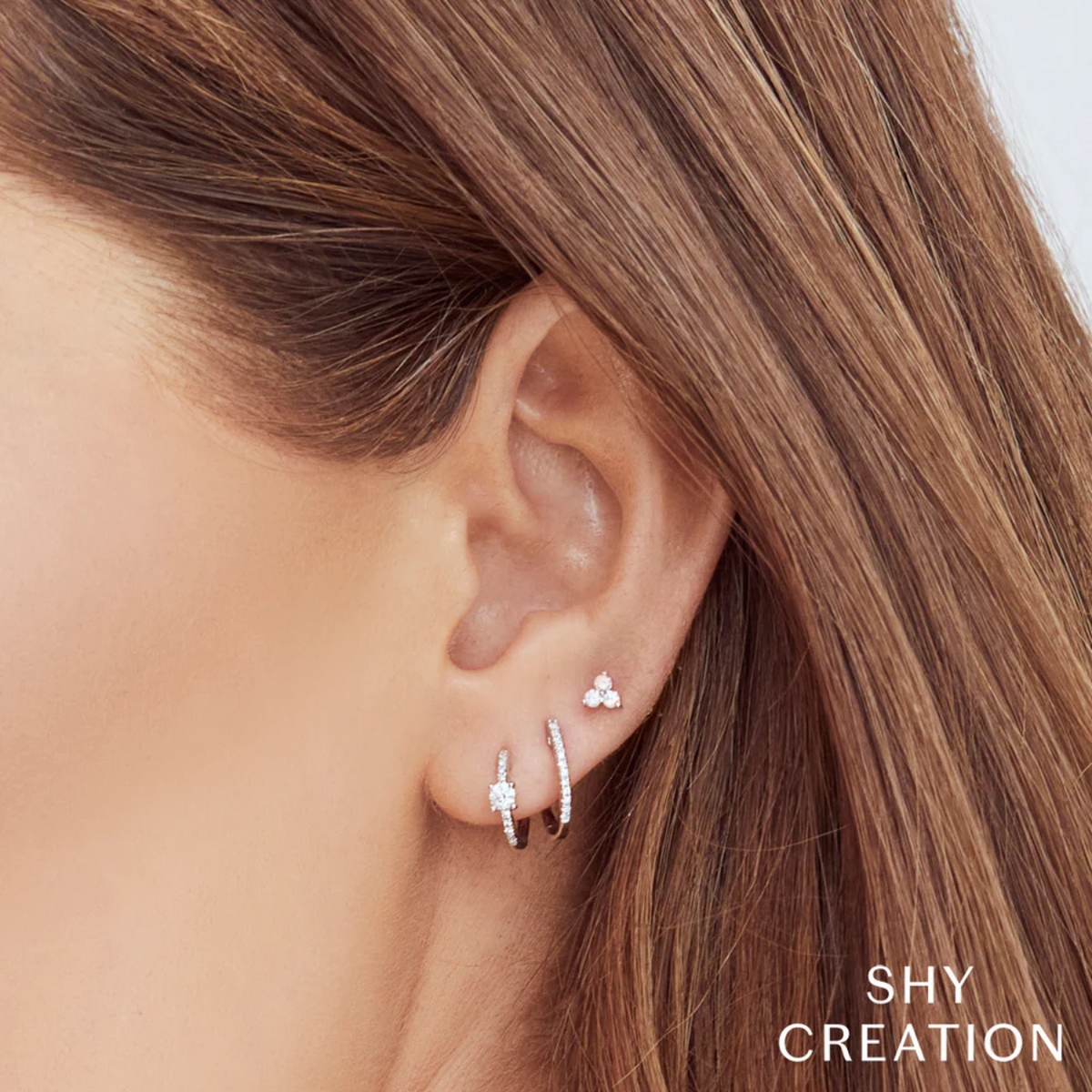 Shy Creation - 14K White Gold & Diamond Stud Earrings | Manfredi Jewels