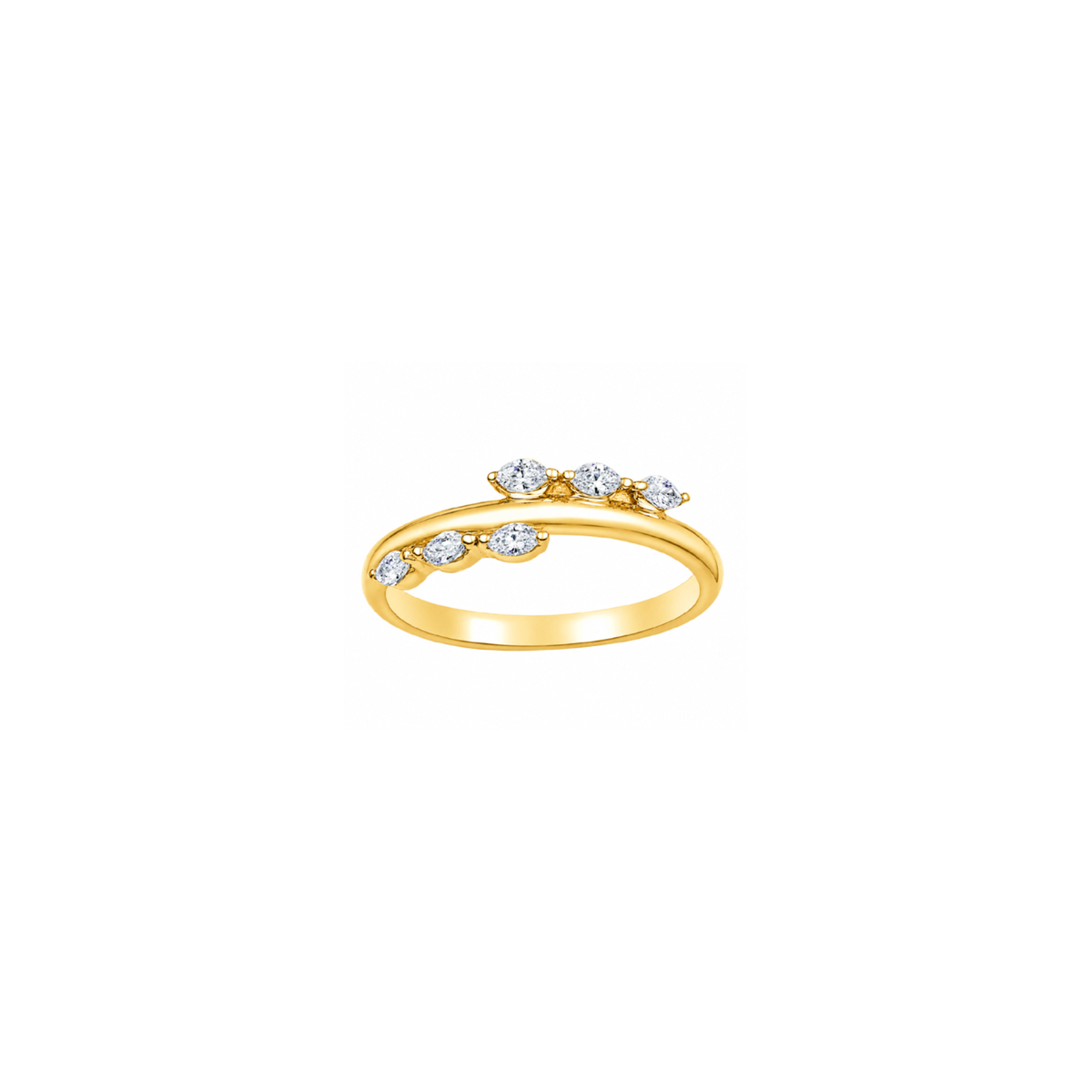 14K Yellow Gold Marquise Diamond Bypass Ring