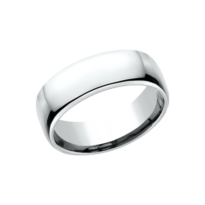 Benchmark Wedding Rings - 14K White Gold 7.5 Comfort Fit | Manfredi Jewels