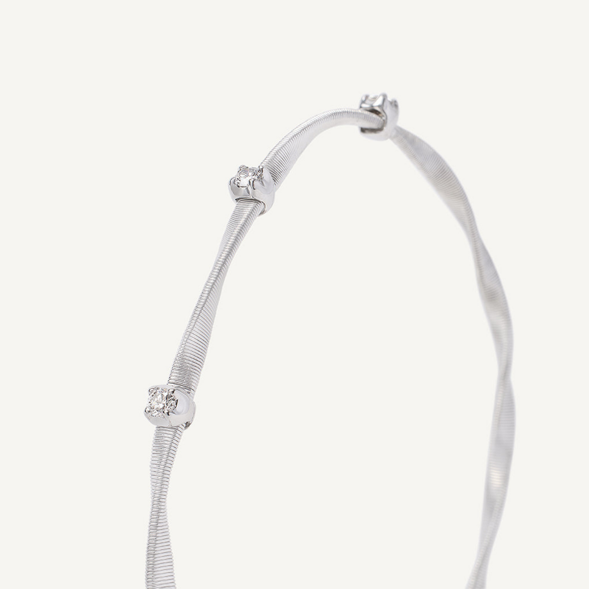 Marco Bicego Jewelry - Marrakech 18K White Gold Diamond Stackable Bangle Bracelet | Manfredi Jewels