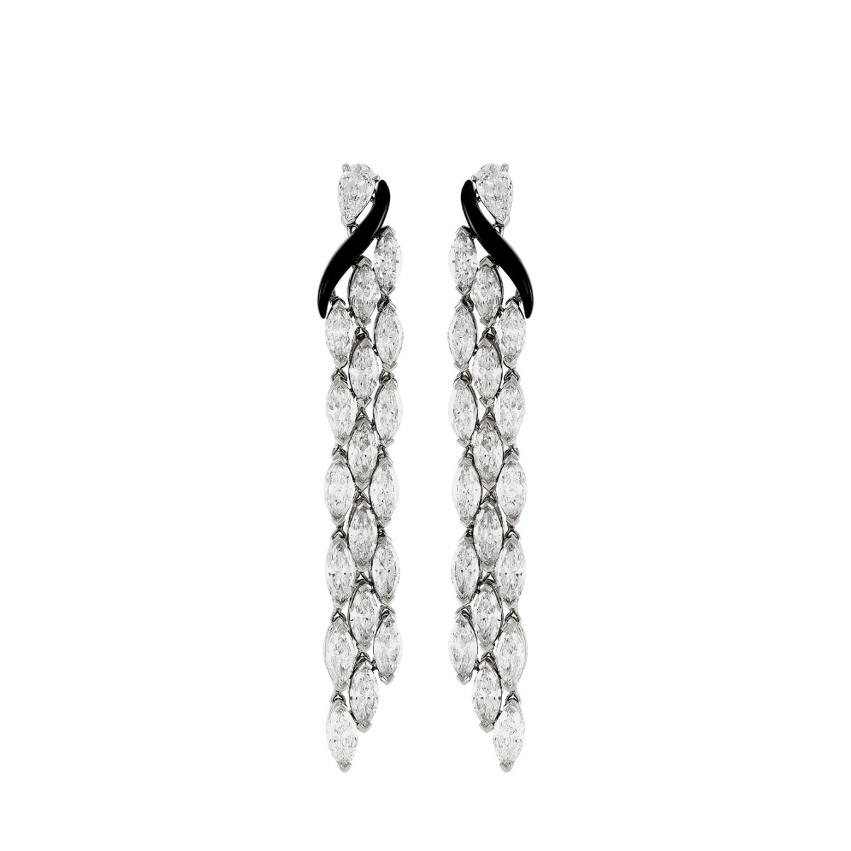 Etho Maria Jewelry - Dolce 18K White Gold Diamond & Black Ceramic Dangling Earrings | Manfredi Jewels