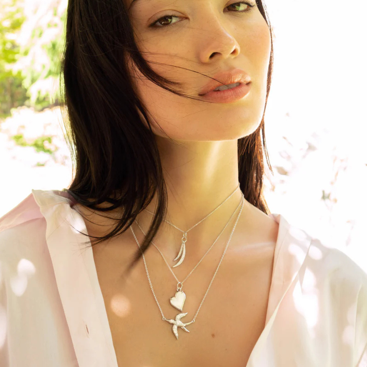 Monica Rich Kosann Jewelry - Mother of Pearl Classic Heart Sterling Silver Necklace | Manfredi Jewels