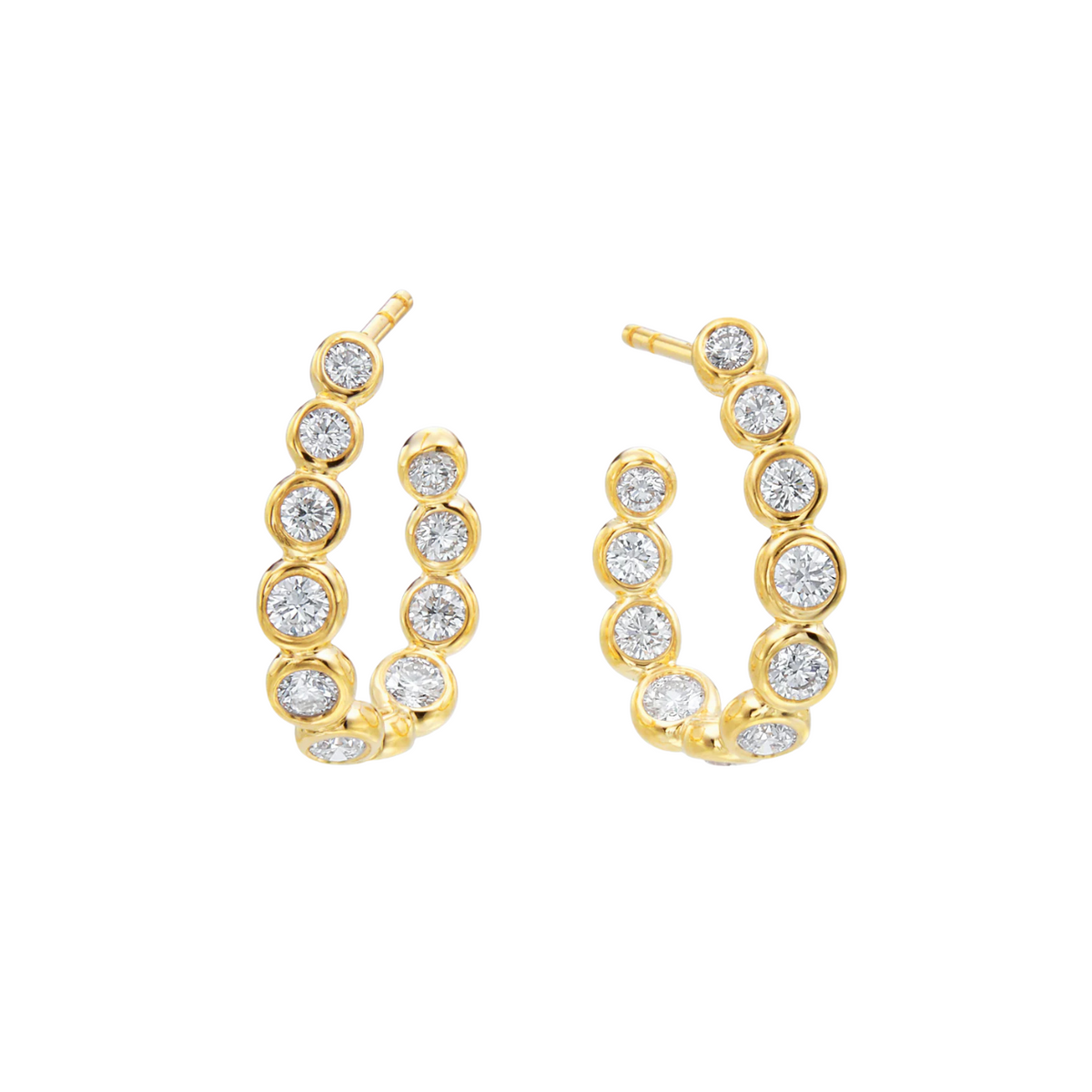 Gumuchian Jewelry - 18K Yellow Gold & Diamond Moonlight Curve Earrings | Manfredi Jewels