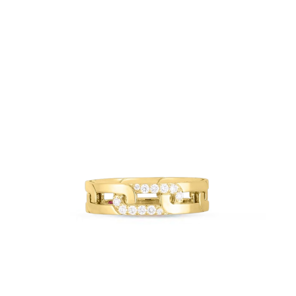 Roberto Coin Jewelry - Navarra 18K Yellow Gold Slim Diamond Accent Ring | Manfredi Jewels