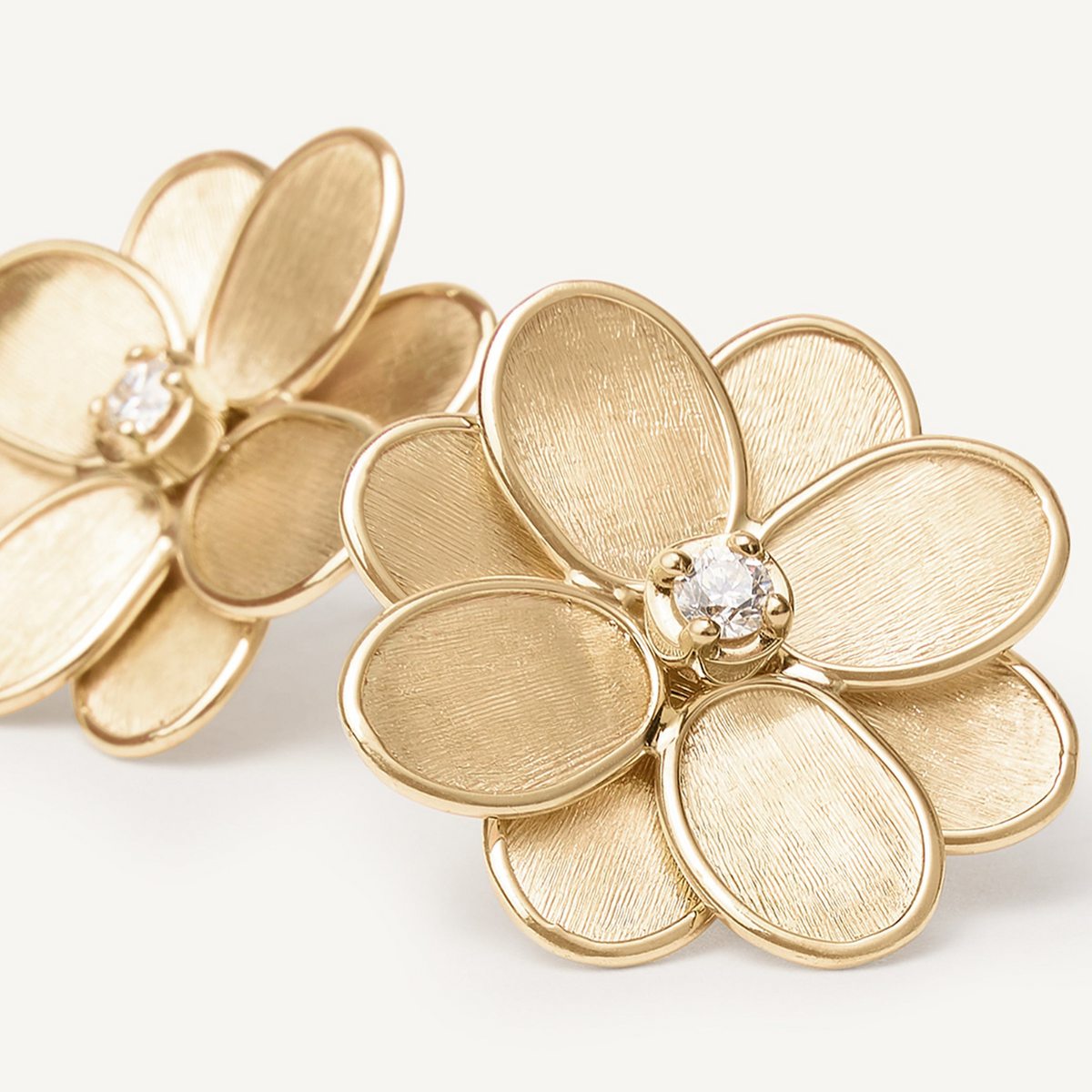 Marco Bicego Jewelry - Petali 18K Yellow Gold Diamond Flower Stud Earrings | Manfredi Jewels