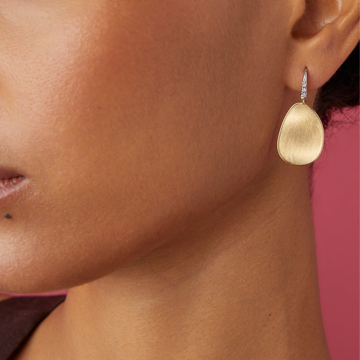 Marco Bicego Jewelry - Lunaria 18K Yellow Gold Medium Drop Diamond Earrings | Manfredi Jewels