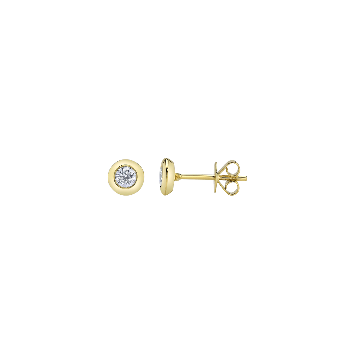 Shy Creation Jewelry - Bailey 14K Yellow Gold 0.40 Diamond Bezel Set Earrings | Manfredi Jewels