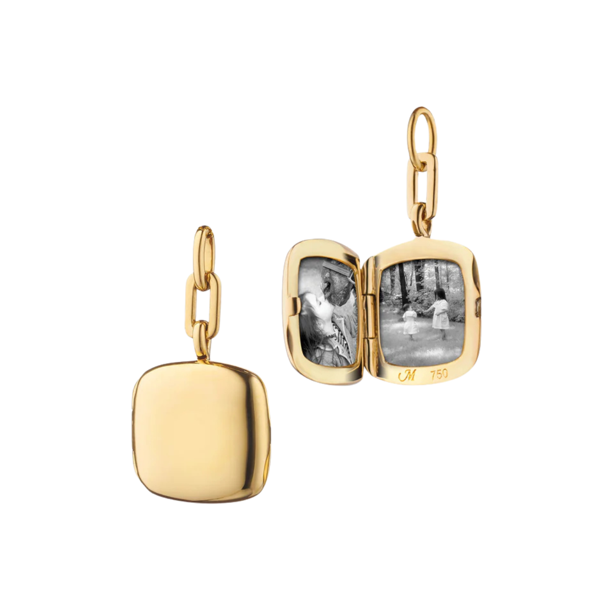 Monica Rich Kosann Jewelry - 18K Yellow Gold Slim Cushion ’Viv’ 18K Gold Locket Charm | Manfredi Jewels