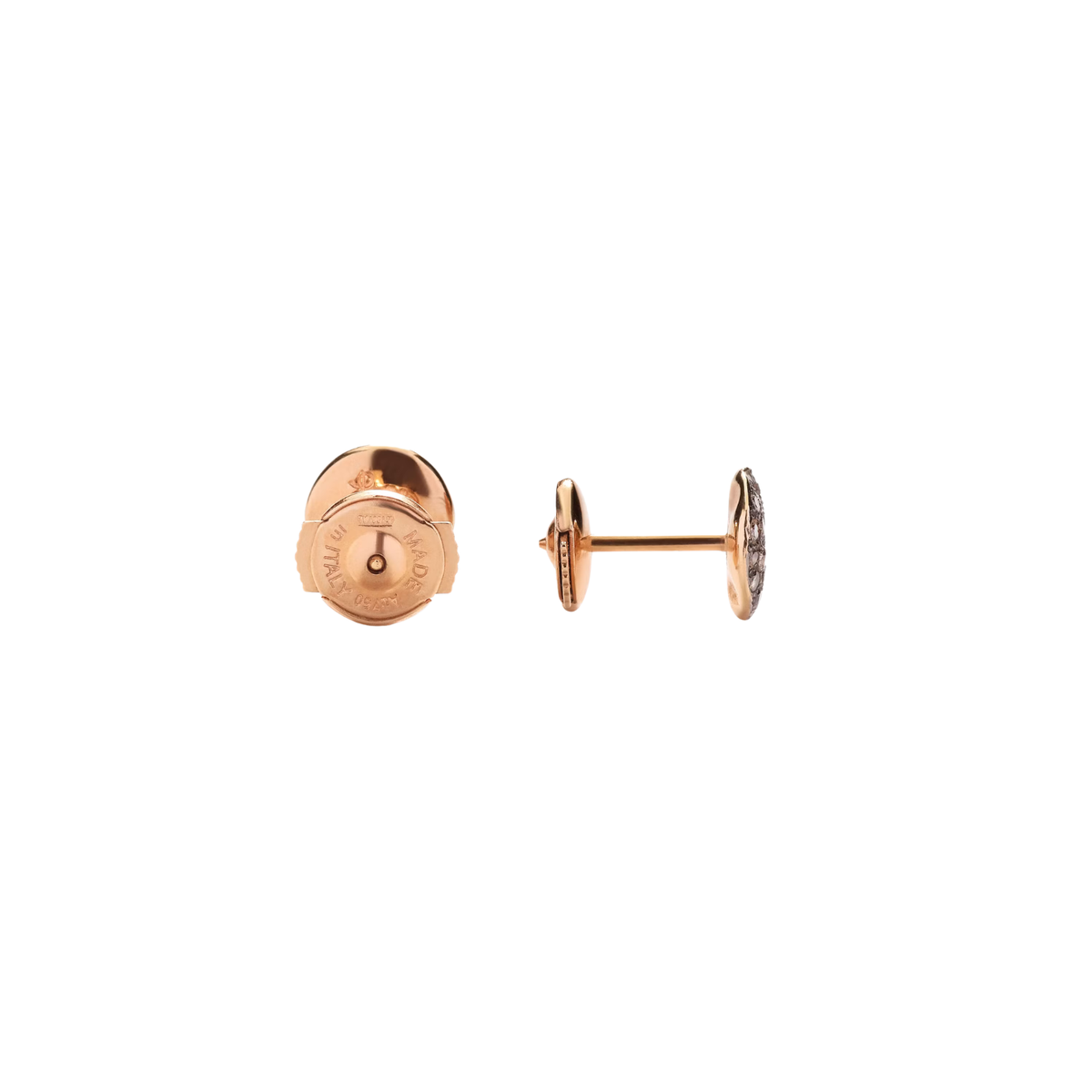 Pomellato Jewelry - Sabbia 18K Rose Gold Pavé Brown Diamond Stud Earrings | Manfredi Jewels
