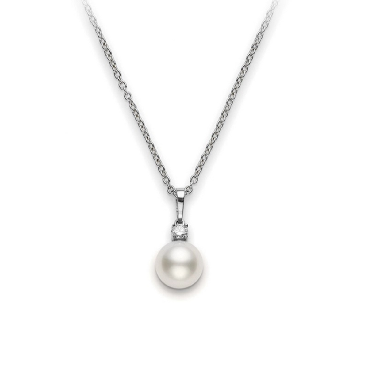 Mikimoto Jewelry - Morning Dew 18K White Gold Akoya Cultured Pearl Pendant Necklace | Manfredi Jewels
