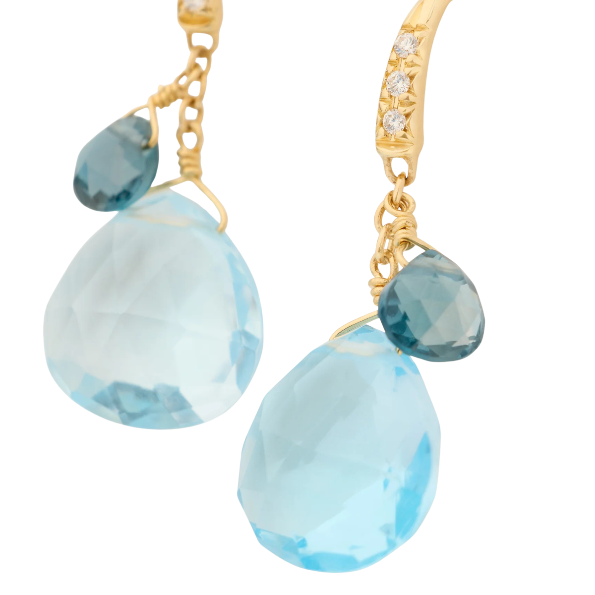 Marco Bicego Jewelry - 18K Yellow Gold Paradise Blue Topaz Hook Earrings | Manfredi Jewels