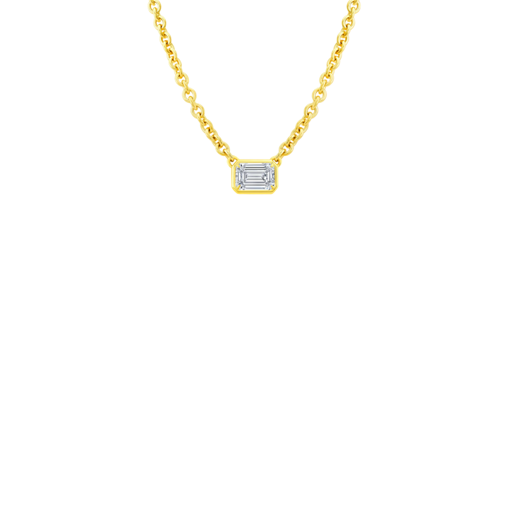Rahaminov Diamonds Jewelry - 18K Yellow Gold 1.5ct Emerald Cut Diamond Bezel Set Pendant | Manfredi Jewels