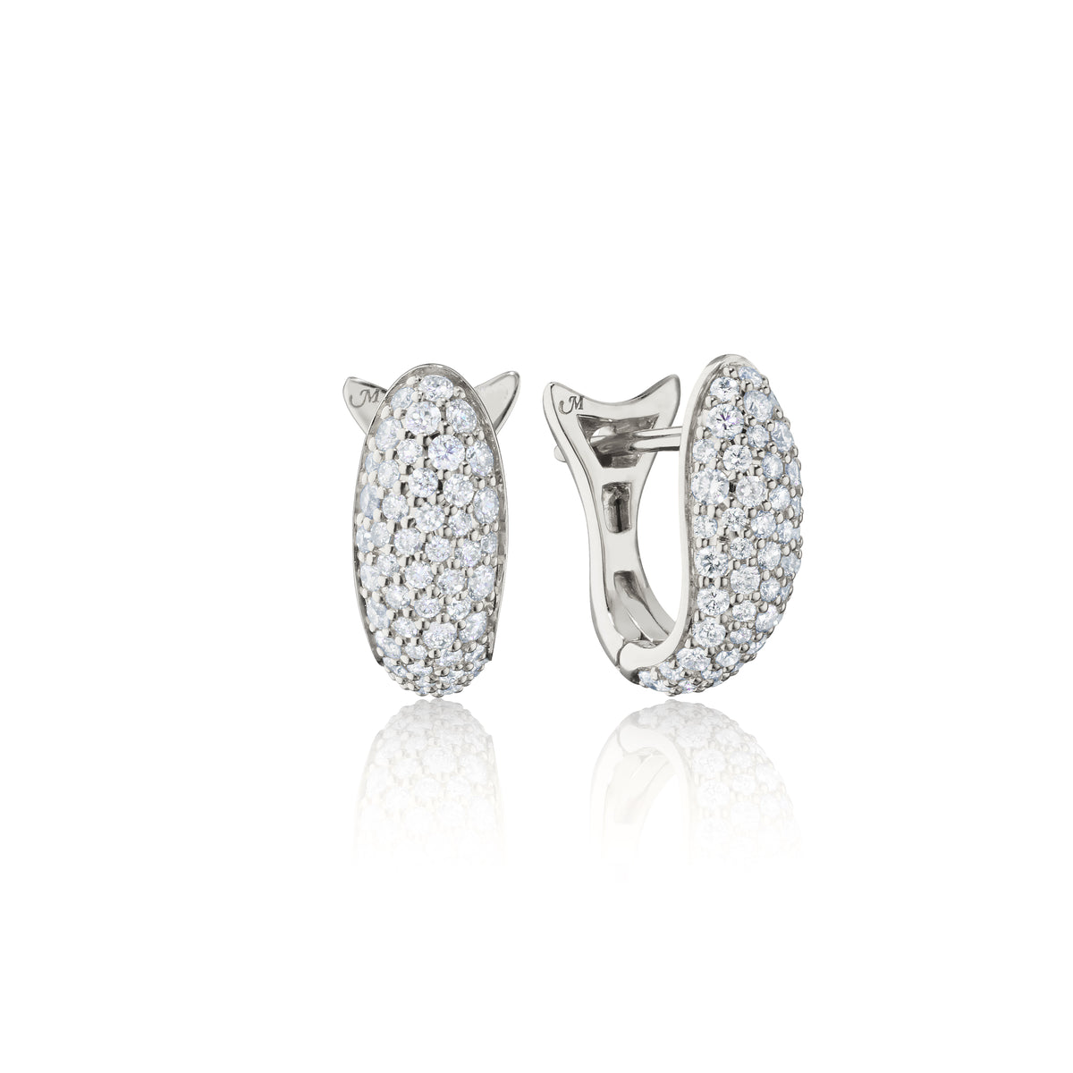 Monica Rich Kosann Jewelry - Sterling Silver & White Sapphire Pave Perseverance Fish Earring | Manfredi Jewels