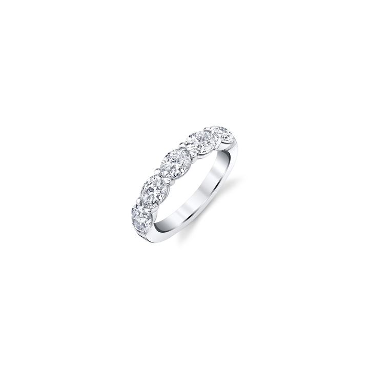 Platinum 5-Stone Oval Diamond Wedding Band
