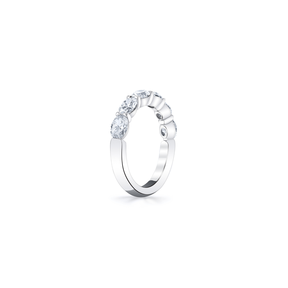 18K White Gold 6-Stone Oval Diamond Wedding Band