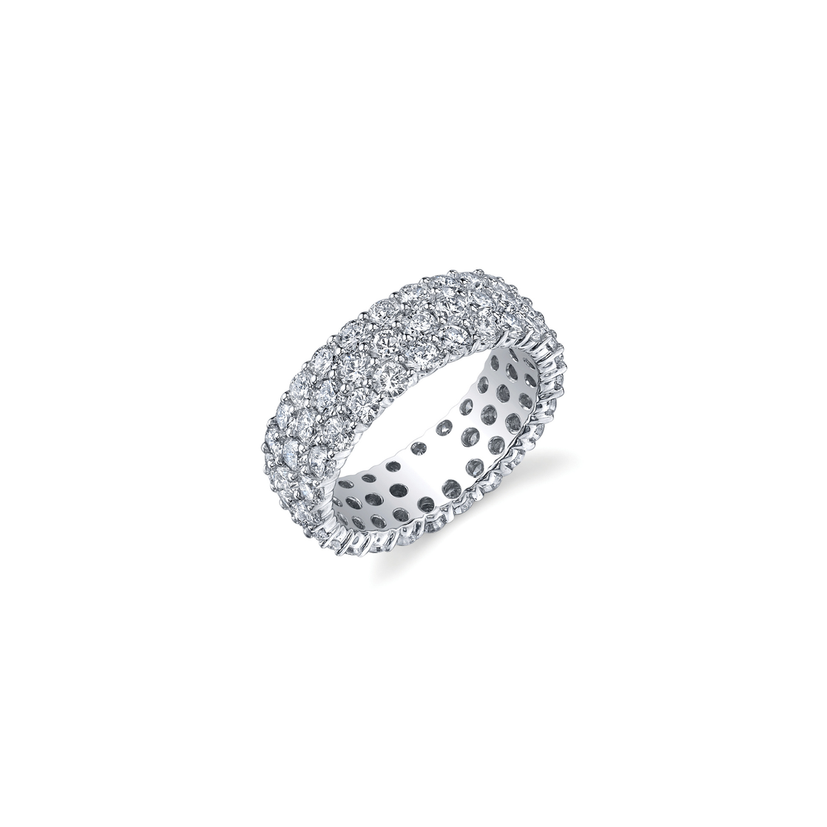 18K White Gold 3-Row Diamond Eternity Band